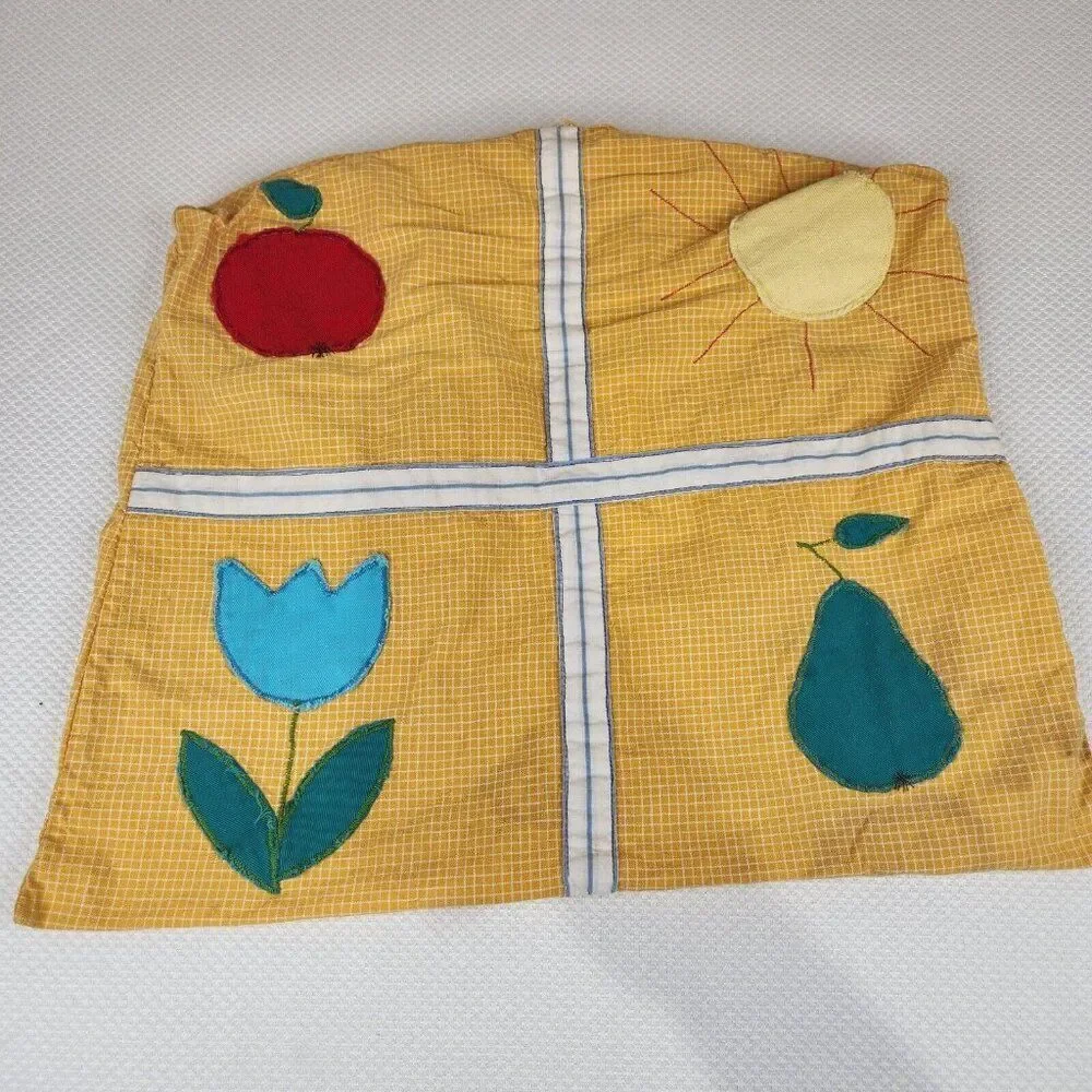 Vintage 60s Fabric Clothes Pin Bag Holder Hanger Orange Yellow Red